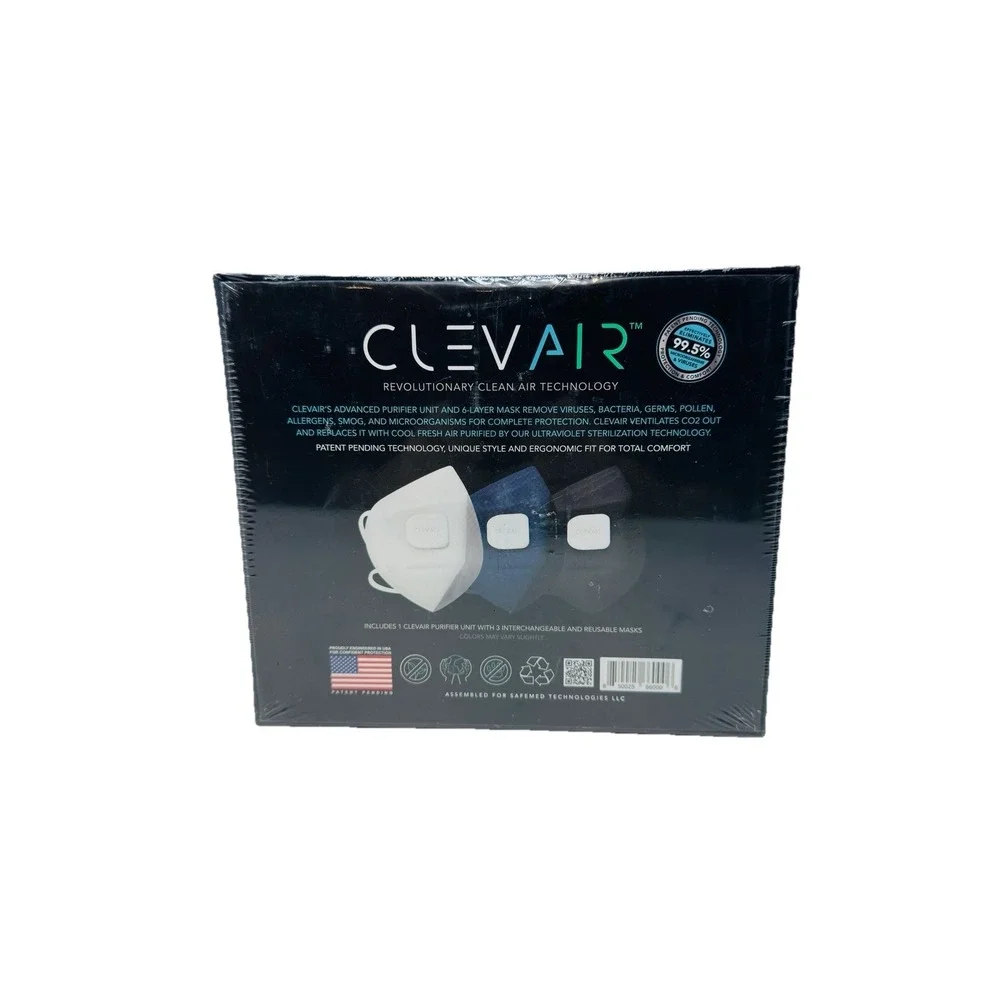 Clevair Wearable Air Purifier + 3 Interchangeable 6 Layer Mask With UV-C New